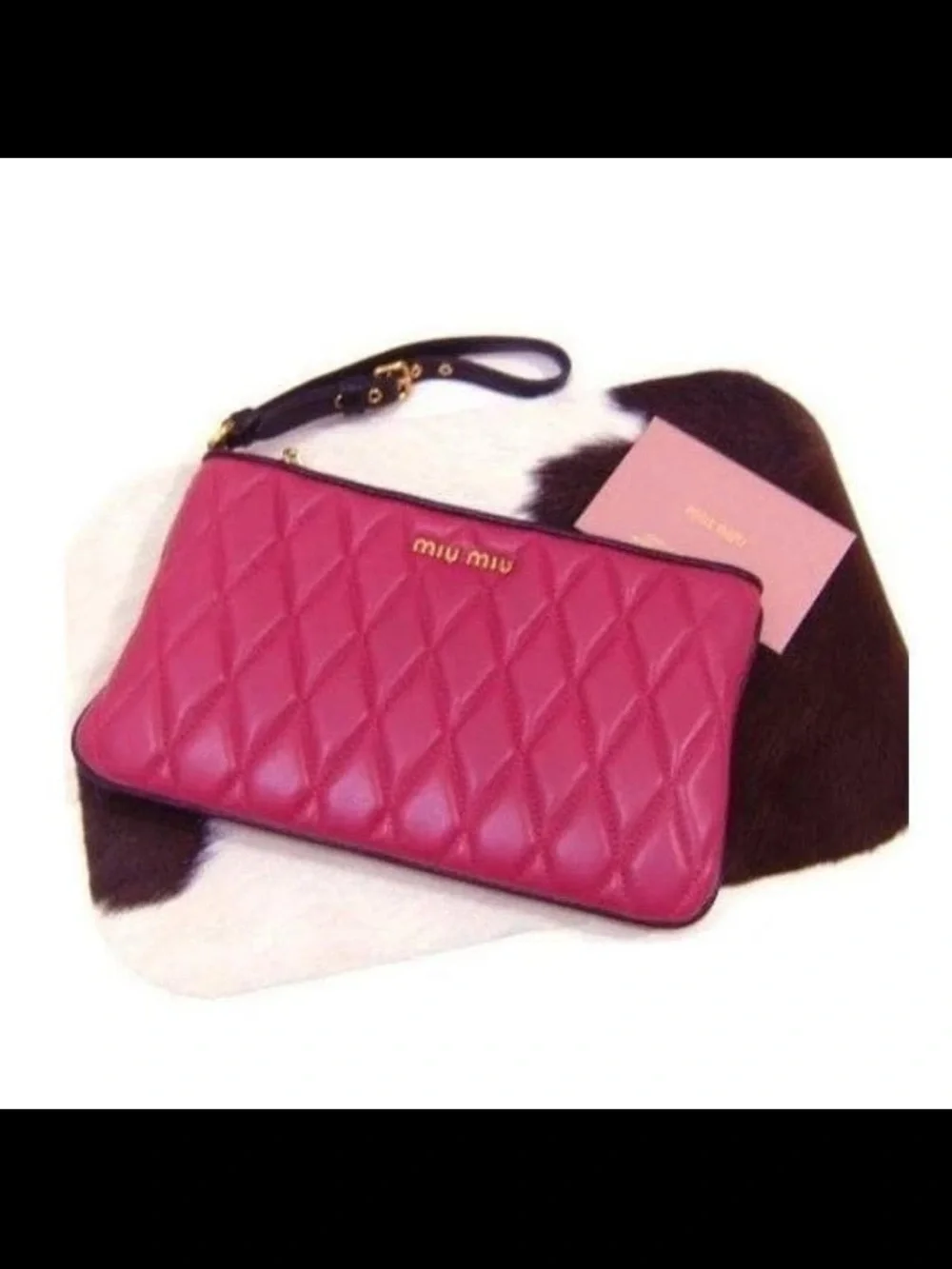 Miu Miu Quilted Leather Wristlet - Pink
